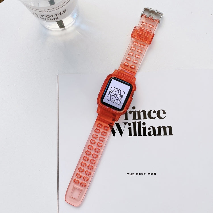 Jelly Gradient Transparent TPU Strap Watchband For Apple Watch Series, 7 41mm / 6&SE&5&4 40mm / 3&2&1 38mm, 7 45mm / 6&SE&5&4 44mm / 3&2&1 42mm