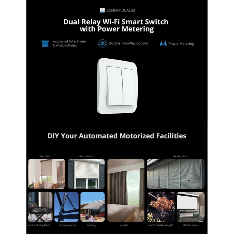 وحدة مفتاح ذكي واي فاي Sonoff DUALR3 للتحكم بطريقتين، DUALR3