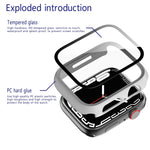 2 in 1 PC Frame + Tempered Glass Protector Case, For Apple Watch Series 9 / 8 / 7 41mm, For Apple Watch Series 8 / 7 45mm