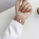 Five Baht Stripes Stainless Steel Strap Watchband For Apple Watch Series, 7 41mm / 6&SE&5&4 40mm / 3&2&1 38mm, 7 45mm / 6&SE&5&4 44mm / 3&2&1 42mm