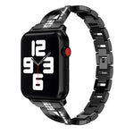 Diamond Encrusted Stainless Steel Strap Watchband For Apple Watch Series, 7 41mm / 6&SE&5&4 40mm / 3&2&1 38mm, 7 45mm / 6&SE&5&4 44mm / 3&2&1 42mm