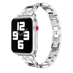 Diamond Encrusted Stainless Steel Strap Watchband For Apple Watch Series, 7 41mm / 6&SE&5&4 40mm / 3&2&1 38mm, 7 45mm / 6&SE&5&4 44mm / 3&2&1 42mm