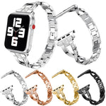 Diamond Encrusted Stainless Steel Strap Watchband For Apple Watch Series, 7 41mm / 6&SE&5&4 40mm / 3&2&1 38mm, 7 45mm / 6&SE&5&4 44mm / 3&2&1 42mm