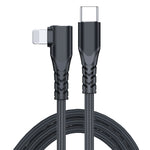 كابل بيانات هاتف محمول 6A PD 20W USB-C / Type-C إلى 8 Pin زاوية، 1م، 2م