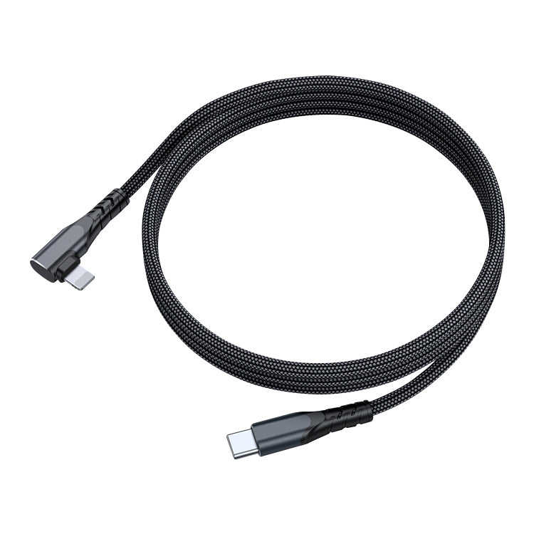 كابل بيانات هاتف محمول 6A PD 20W USB-C / Type-C إلى 8 Pin زاوية، 1م، 2م