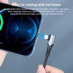 كابل بيانات هاتف محمول 6A PD 20W USB-C / Type-C إلى 8 Pin زاوية، 1م، 2م