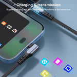 كابل بيانات هاتف محمول 6A PD 20W USB-C / Type-C إلى 8 Pin زاوية، 1م، 2م
