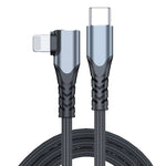 كابل بيانات هاتف محمول 6A PD 20W USB-C / Type-C إلى 8 Pin زاوية، 1م، 2م