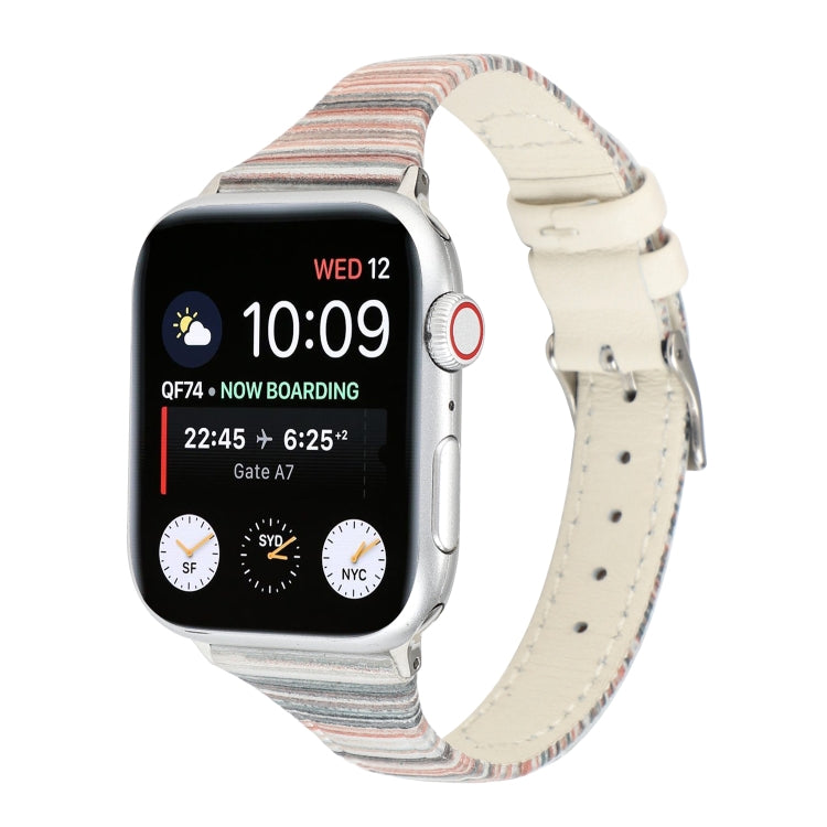 Uhrenarmband aus echtem Leder mit Ziernähten, für Apple Watch Series 5