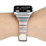 Uhrenarmband aus echtem Leder mit Ziernähten, für Apple Watch Series 5