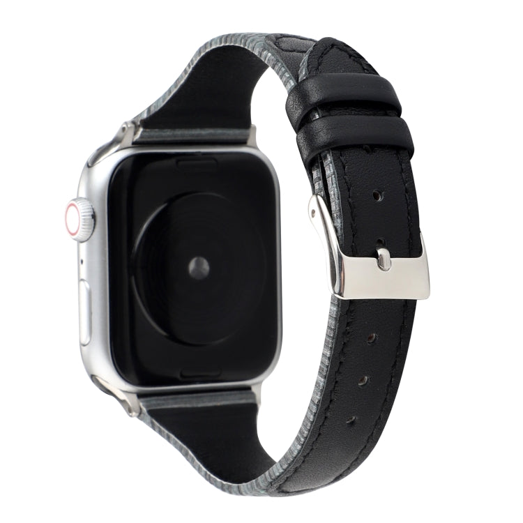 Uhrenarmband aus echtem Leder mit Ziernähten, für Apple Watch Series 5