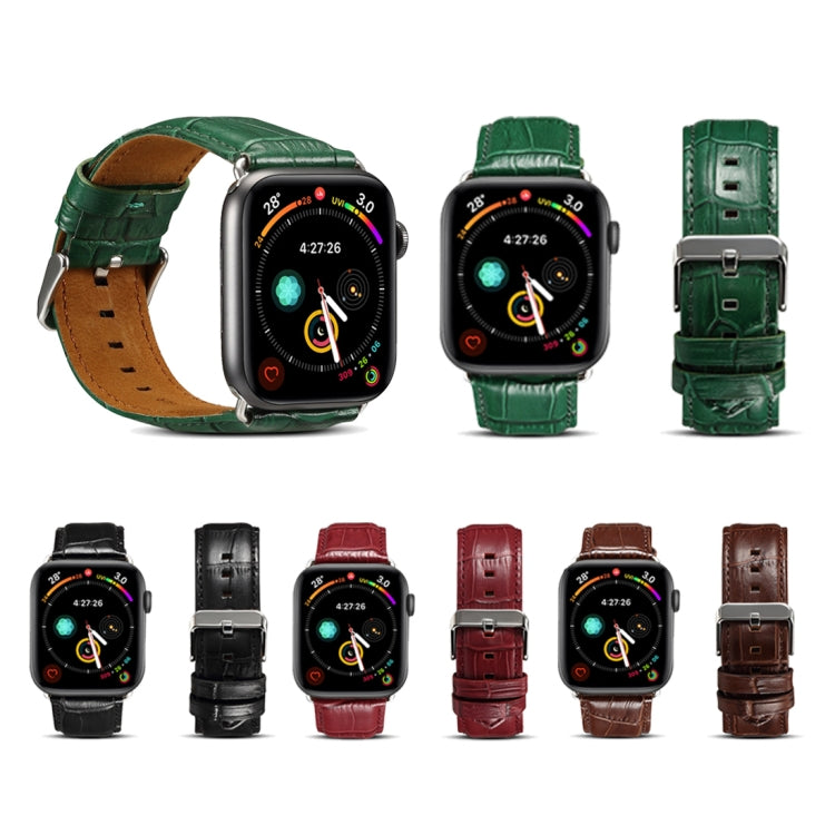 Armband aus Rindsleder mit Krokodilprägung, für Apple Watch Series 5
