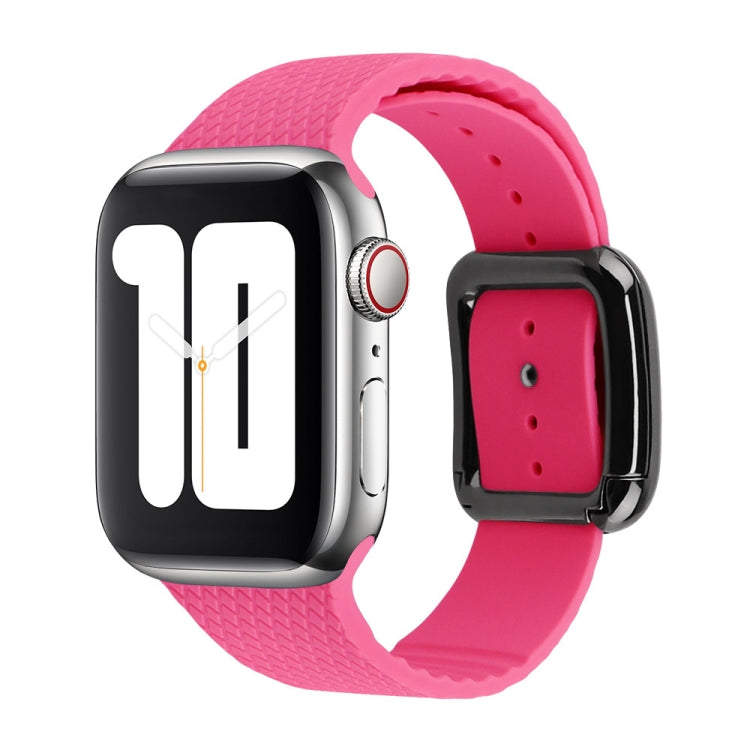 Black Buckle Silicone Watchband For Apple Watch Series, 7 45mm / 6&SE&5&4 44mm / 3&2&1 42mm