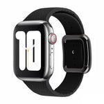 Black Buckle Silicone Watchband For Apple Watch Series, 7 45mm / 6&SE&5&4 44mm / 3&2&1 42mm