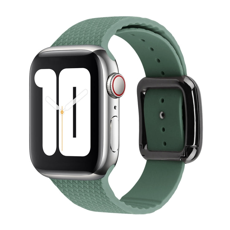 Black Buckle Silicone Watchband For Apple Watch Series, 7 45mm / 6&SE&5&4 44mm / 3&2&1 42mm