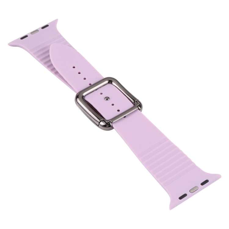 Black Buckle Silicone Watchband For Apple Watch Series, 7 45mm / 6&SE&5&4 44mm / 3&2&1 42mm