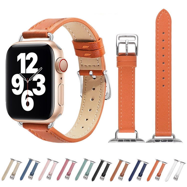14mm Cowhide Leather Watchband For Apple Watch Series, 7 41mm/6&SE&5&4 40mm/3&2&1 38mm, 7 45mm/6&SE&5&4 44mm/3&2&1 42mm