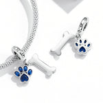 S925 Sterling Silver Dog Paw Bone Pendant DIY Bracelet Necklace Accessories, Dog Paw Bone