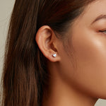 S925 Sterling Silver Heart Zircon Ear Stud Women Earrings, Heart Zircon(Blue)
