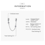 S925 Sterling Silver Retro Flower Safety Chain DIY Bracelet Necklace Accessories, Retro Flower