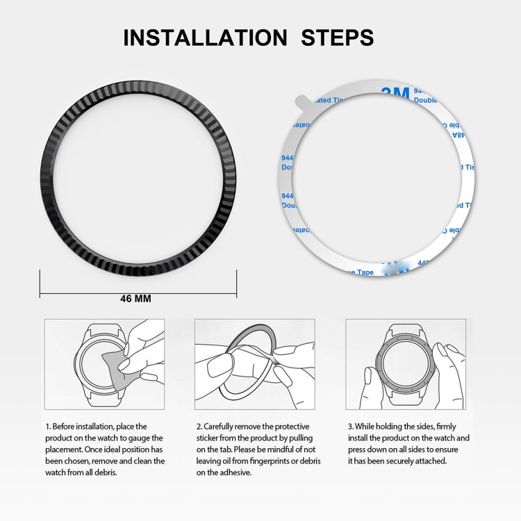 Lünettenring aus Edelstahl mit Blumenmuster, passend für Samsung Galaxy Watch 46 mm