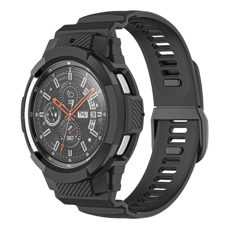 Carbon Fiber Sport Silicone Integrated Watchband, For Samsung Galaxy Watch4 Classic 42mm