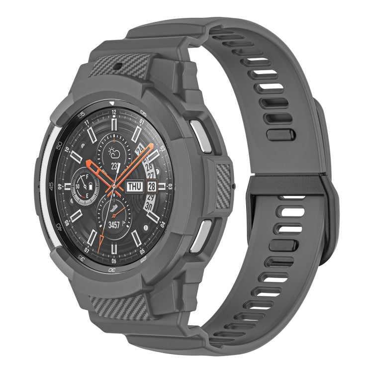 Carbon Fiber Sport Silicone Integrated Watchband, For Samsung Galaxy Watch4 Classic 42mm