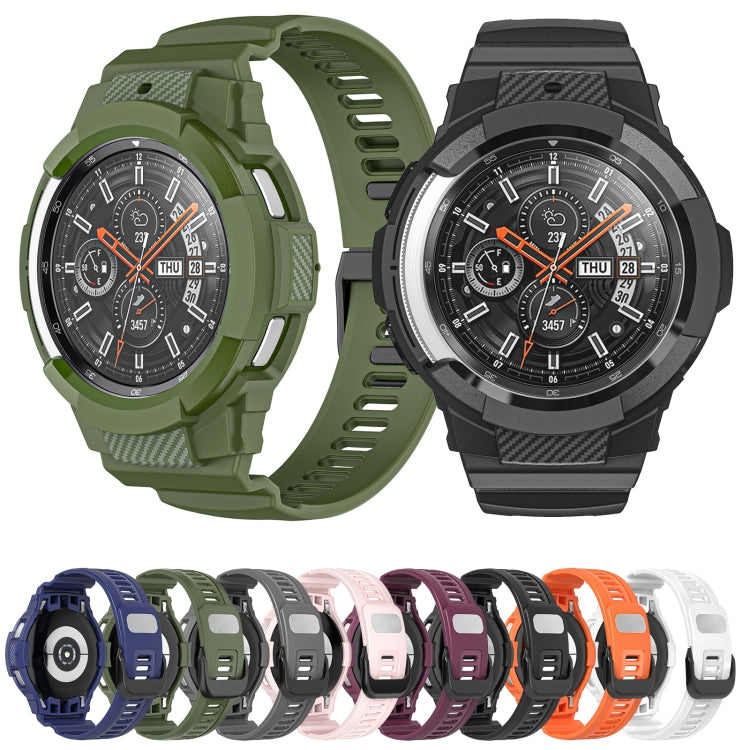 Carbon Fiber Sport Silicone Integrated Watchband, For Samsung Galaxy Watch4 Classic 42mm