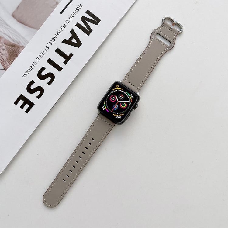 Oval Buckle Genuine Leather Strap For Apple Watch Series, 7 41mm / 6&SE&5&4 40mm / 3&2&1 38mm, 7 45mm / 6&SE&5&4 44mm / 3&2&1 42mm