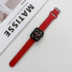 Oval Buckle Genuine Leather Strap For Apple Watch Series, 7 41mm / 6&SE&5&4 40mm / 3&2&1 38mm, 7 45mm / 6&SE&5&4 44mm / 3&2&1 42mm