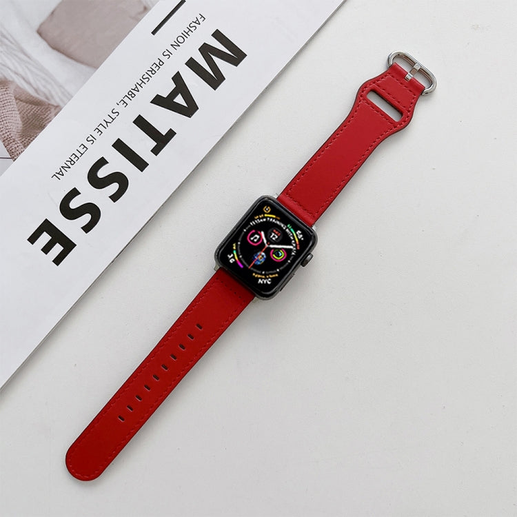 Oval Buckle Genuine Leather Strap For Apple Watch Series, 7 41mm / 6&SE&5&4 40mm / 3&2&1 38mm, 7 45mm / 6&SE&5&4 44mm / 3&2&1 42mm