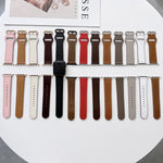 Oval Buckle Genuine Leather Strap For Apple Watch Series, 7 41mm / 6&SE&5&4 40mm / 3&2&1 38mm, 7 45mm / 6&SE&5&4 44mm / 3&2&1 42mm