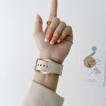 Oval Buckle Genuine Leather Strap For Apple Watch Series, 7 41mm / 6&SE&5&4 40mm / 3&2&1 38mm, 7 45mm / 6&SE&5&4 44mm / 3&2&1 42mm