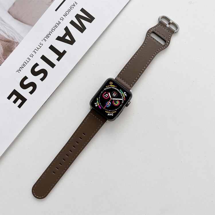 Oval Buckle Genuine Leather Strap For Apple Watch Series, 7 41mm / 6&SE&5&4 40mm / 3&2&1 38mm, 7 45mm / 6&SE&5&4 44mm / 3&2&1 42mm