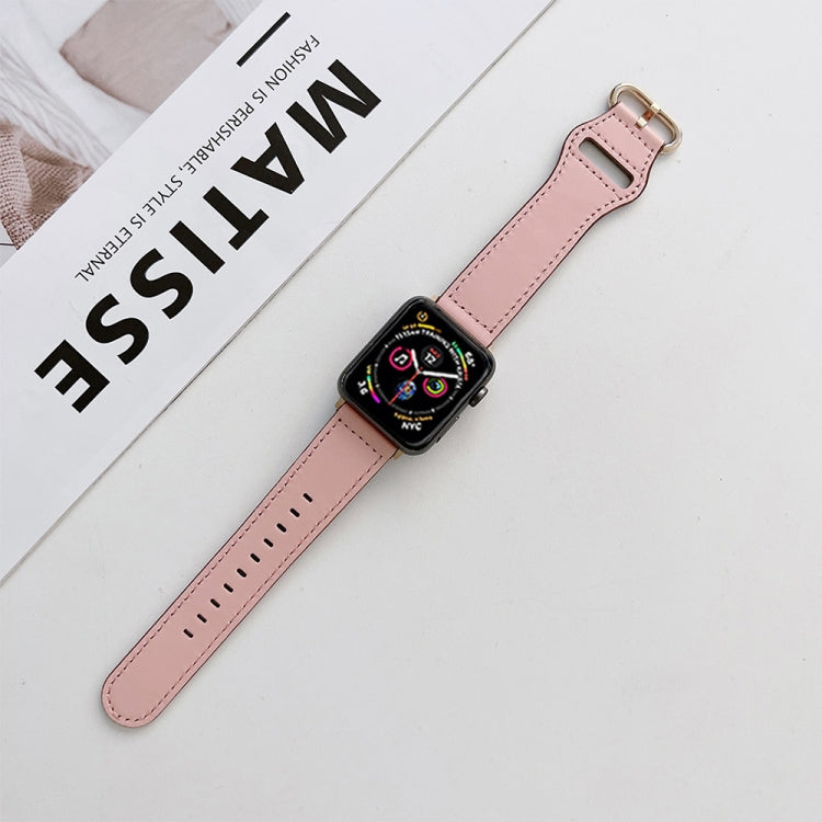 Oval Buckle Genuine Leather Strap For Apple Watch Series, 7 41mm / 6&SE&5&4 40mm / 3&2&1 38mm, 7 45mm / 6&SE&5&4 44mm / 3&2&1 42mm