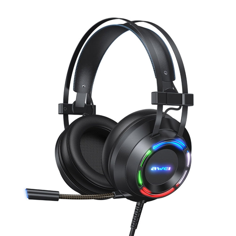 awei GM-2 USB + 3.5mm Ambient Light Gaming Wired Headset with Microphone, GM-2