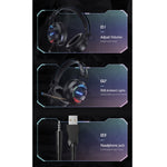 awei GM-2 USB + 3.5mm Ambient Light Gaming Wired Headset with Microphone, GM-2