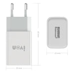 شاحن سفر IVON AD-33 2 في 1 بمنفذ USB واحد 2.1A + كابل بيانات USB إلى USB-C / Type-C بطول 1 متر، قابس الاتحاد الأوروبي، قابس الولايات المتحدة