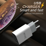 شاحن سفر IVON AD-33 2 في 1 بمنفذ USB واحد 2.1A + كابل بيانات USB إلى USB-C / Type-C بطول 1 متر، قابس الاتحاد الأوروبي، قابس الولايات المتحدة
