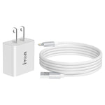IVON AD-35 2 in 1 18W QC3.0 USB Port Travel Charger + 1m USB to 8 Pin Data Cable Set,, EU Plug, US Plug