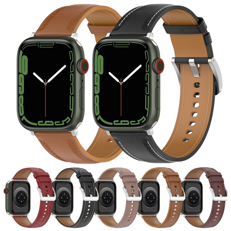 Genuine Leather Watchband, Size: Free Size For Apple Watch Series 7 45mm / 6&SE&5&4 44mm / 3&2&1 42mm, Size: Free Size For Apple Watch Ultra 49mm / Series 8&7 45mm / SE 2&6&SE&5&4 44mm / 3&2&1 42mm