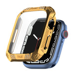 Rhombus Belt Drill + Tempered Film Integrated Case, For Apple Watch Series 9 / 8 / 7 41mm, For Apple Watch Series 9 / 8 / 7 45mm