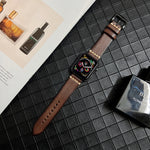 Genuine Leather Watchband For Apple Watch Series, 7 41mm / 6&SE&5&4 40mm / 3&2&1 38mm, 7 45mm / 6&SE&5&4 44mm / 3&2&1 42mm
