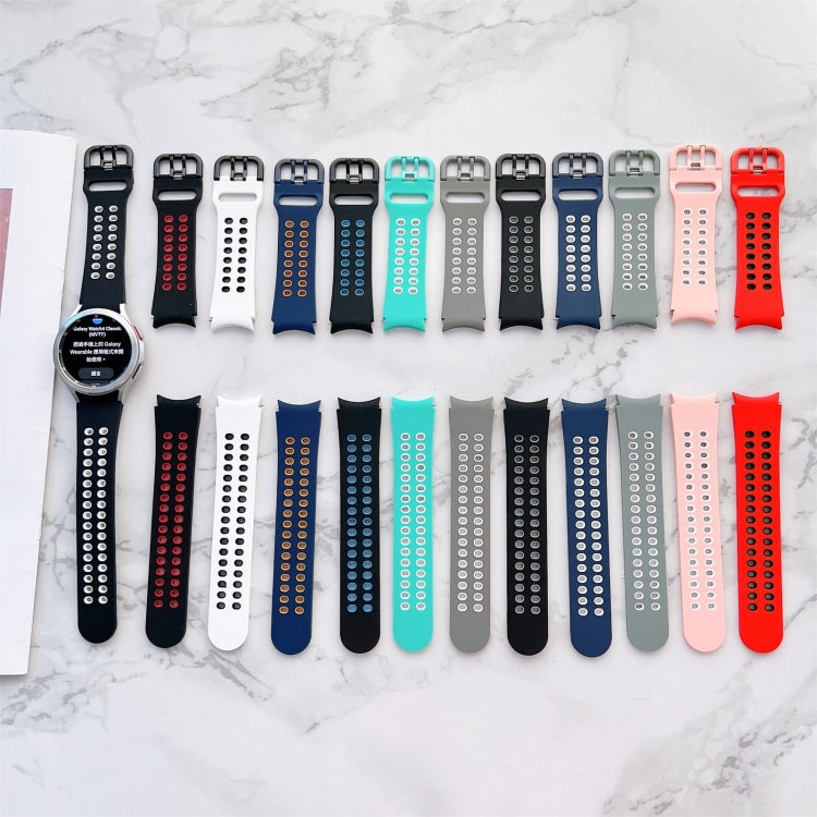 Double Buckles Two-color Silicone Watchband, For Samsung Galaxy Watch4 40mm, For Samsung Galaxy Watch4 44mm