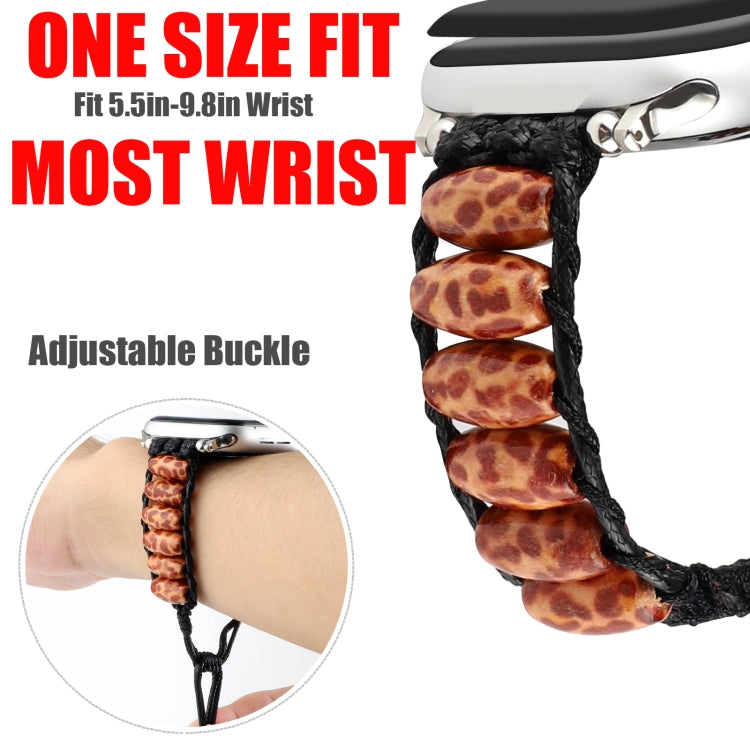 Wooden Bead Watchband For Apple Watch Series, 7 41mm / 6&SE&5&4 40mm / 3&2&1 38mm, 7 45mm / 6&SE&5&4 44mm / 3&2&1 42mm
