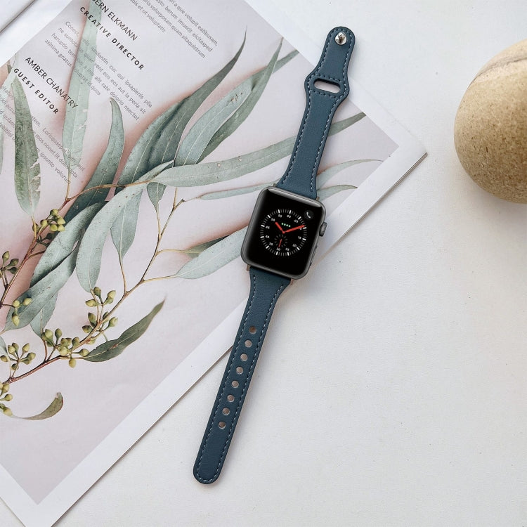 Flat Texture Leather Watchband For Apple Watch Series, 7 41mm / 6&SE&5&4 40mm / 3&2&1 38mm, 7 45mm / 6&SE&5&4 44mm / 3&2&1 42mm