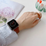 Flat Texture Leather Watchband For Apple Watch Series, 7 41mm / 6&SE&5&4 40mm / 3&2&1 38mm, 7 45mm / 6&SE&5&4 44mm / 3&2&1 42mm