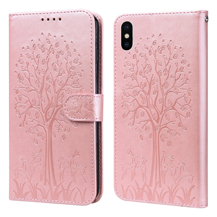 Tree & Deer Pattern Pressed Printing Horizontal Flip Leather Phone Case, For iPhone XS Max, For iPhone 7 / 8 / SE 2020 / SE 2022, For iPhone 11, For iPhone 11 Pro, For iPhone 11 Pro Max, For iPhone 12 / 12 Pro, For iPhone 12 Pro Max / 13 Pro Max       ...