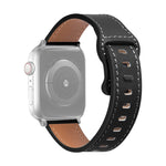 Butterfly Buckle Cowhide Leather Watchband For Apple Watch Series, 7 41mm / 6&SE&5&4 40mm / 3&2&1 38mm, 7 45mm / 6&SE&5&4 44mm / 3&2&1 42mm