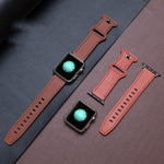 Butterfly Buckle Cowhide Leather Watchband For Apple Watch Series, 7 41mm / 6&SE&5&4 40mm / 3&2&1 38mm, 7 45mm / 6&SE&5&4 44mm / 3&2&1 42mm
